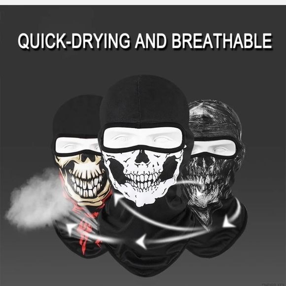 Tactical Skull Ghost Printed Full Face Mask Balaclava Halloween Ski Motorcycle - Picture 2 of 6